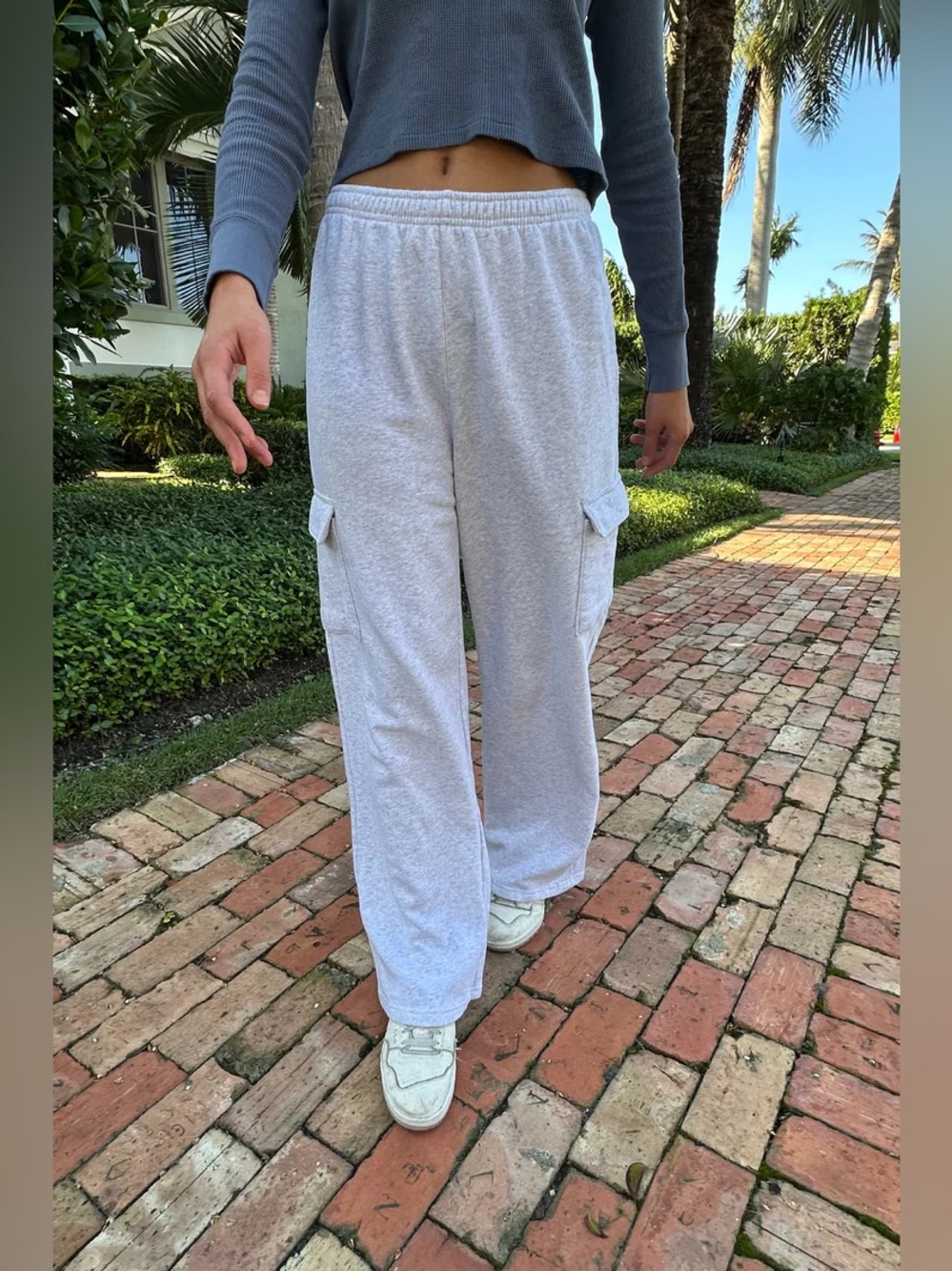 Brandy Melville Heather Gray Cargo Jogger Pants